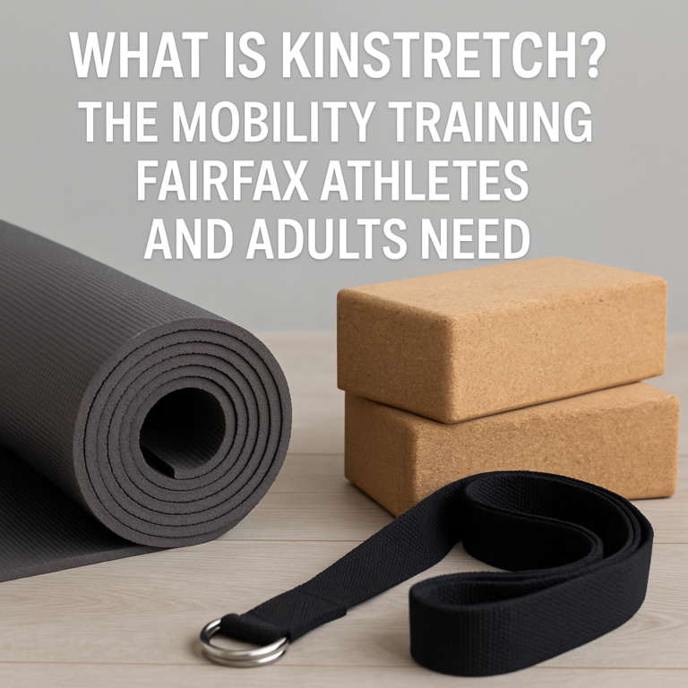 Yoga mat, blocks, and stretch strap for Kinstretch mobility training class in Fairfax, VA at Omni Wellness & Performance